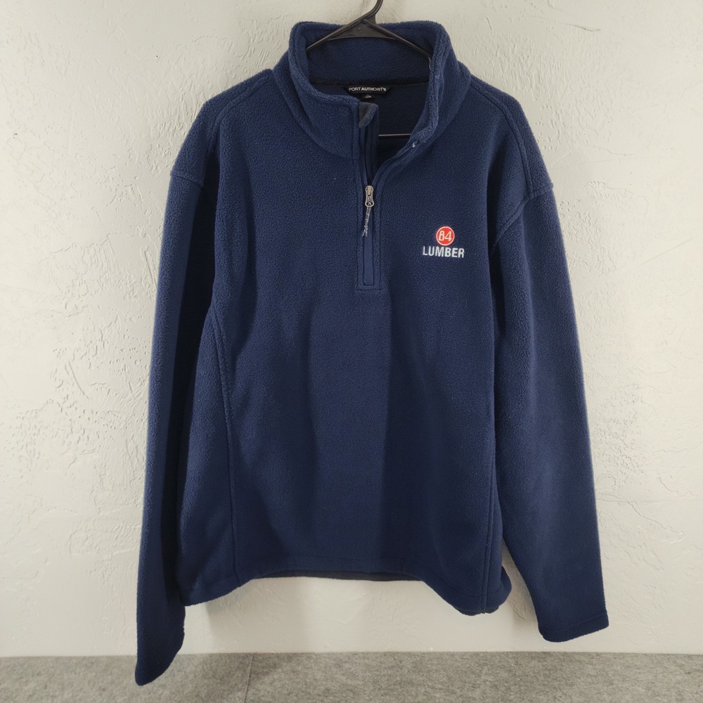 Port Authority XL | Mens Navy Blue 1/4 Zip Fleece Pullover 84 Lumber Logo